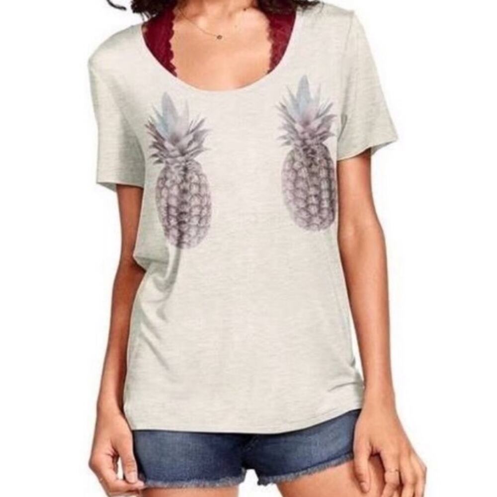 Victoria's Secret PINK‎ super soft modal pineapples graphic tee Medium